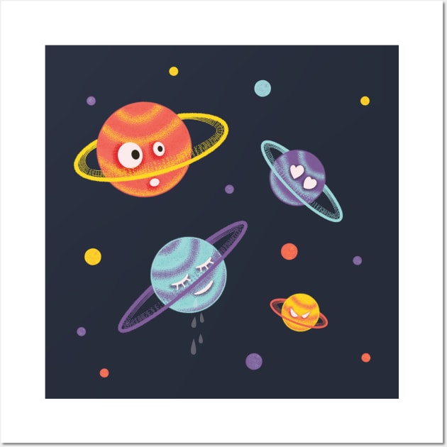 Cute Planets Cartoon Space Wall Art by Boriana Giormova